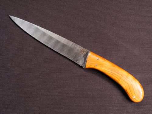weimaraner ladder yew 5.5" Ladder Damascus Hunting Knife with Yew Handle