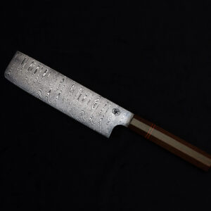 7" Nakiri with Ladder Damascus Blade and Imbuia/G10/Oak Handle
