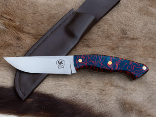 2246-Nomad-Bushcraft 5" NOMAD Hunting/Bushcraft Knife with Red Lava Kirinite Handle